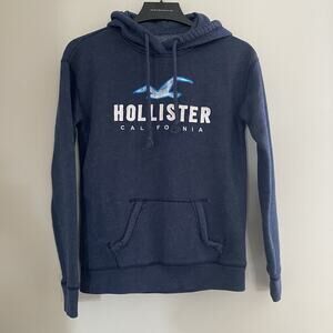 Hollister Hoodie Sz XSmall Navy Blue Pullover California Logo Sweatshirt Preppy